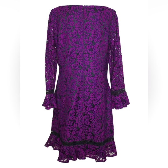 Eliza J Bell Sleeve Lace Shift Dress with Ruffled Hem - Picture 5 of 10